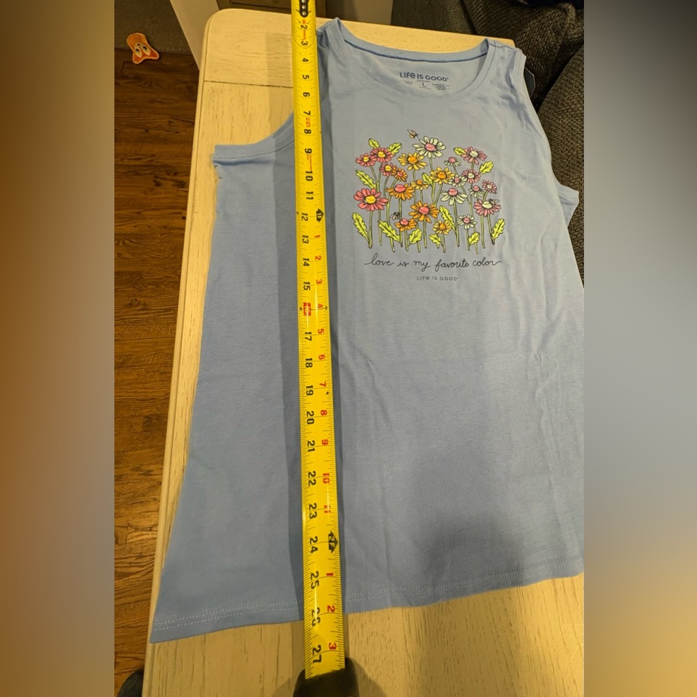 Life Is Good Light Blue Tank Top with Floral Print - Picture 5 of 7
